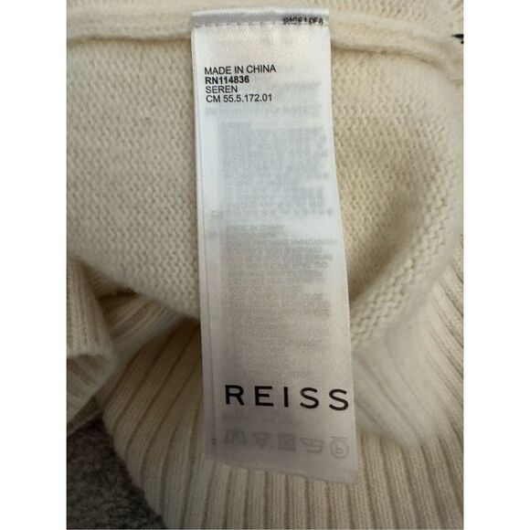 REISS SEREN OVERSIZED WOOL CASHMERE V-NECK JUMPER IN IVORY SIZE LARGE - Picture 11 of 11